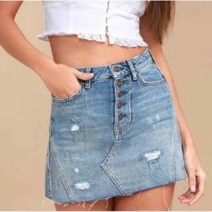 We The Free Breezy Button Fly Denim Mini Skirt